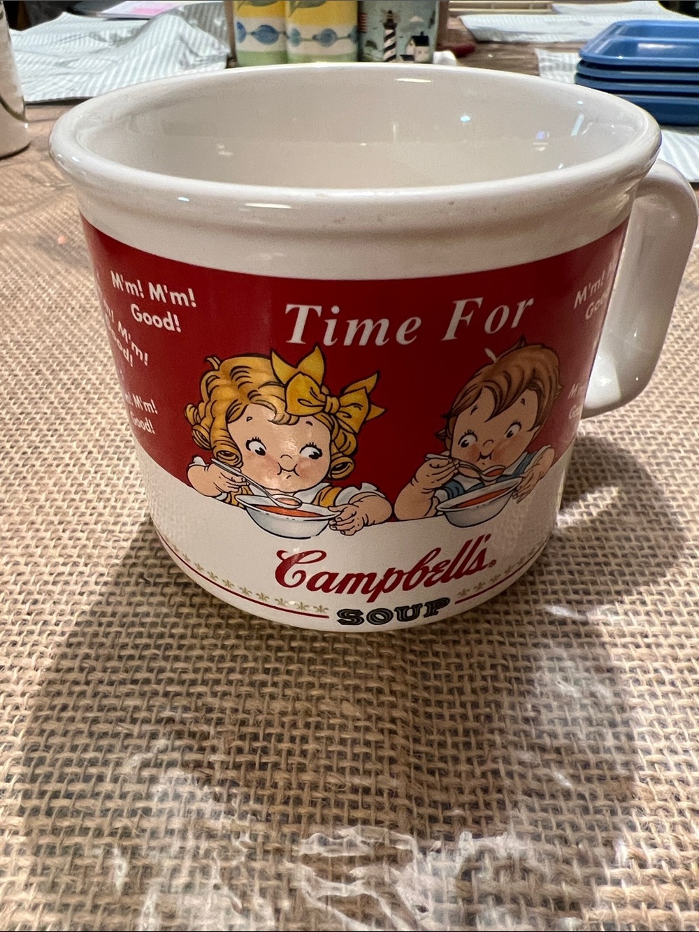 Vintage 1998 "Time for Campbell's"  Soup Cup Mug Bowl - Houston Harvest, ceramic